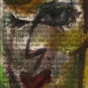 Encaustic Painting, Abstract by Kathy Morton Stanion - Encaustic Funky Face 2